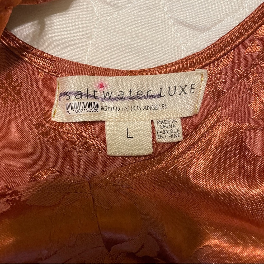 Saltwater Luxe Terracotta Satin Dress Size Large - Picture 6 of 7